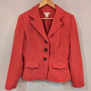 Vintage 90s Harold’s Deep Coral Wool Blend Blazer | Size 10 (Fits 8) | Excellent